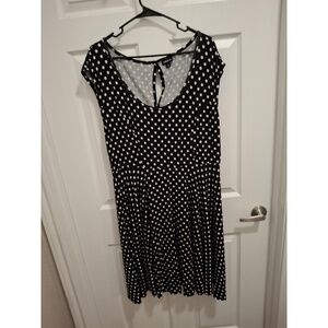 TORRID Size 2X Black White Polka Dot Boat Neck Pullover A-Line Midi Dress